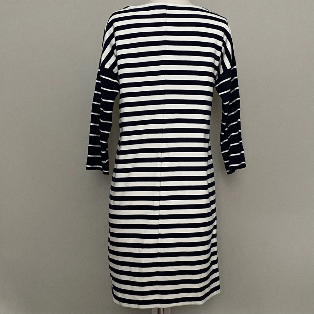 J. Crew Navy and White Mixed Stripe Shift Dress, S
